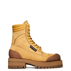 Palm Angels Desert Block Heel Round Toe Boots in Beige