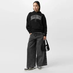 Palm Angels Hooded Relaxed Fit Sweatshirt in Black