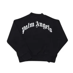 Palm Angels Juniors Classic Over Logo Crewneck Sweatshirt in Black-White