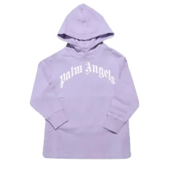 Palm Angels Juniors Classic Over Logo Hoodie Dress in Lilac