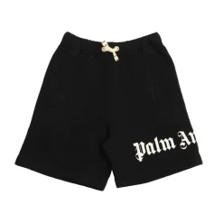 Palm Angels Juniors Classic Over Logo Sweat Shorts in Black-White