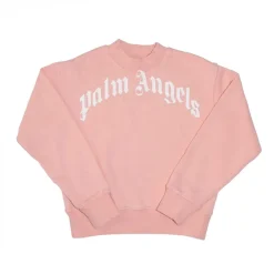 Palm Angels Juniors Classic Over Logo Crewneck Sweatshirt in Pink white