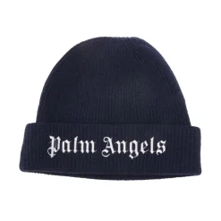 Palm Angels Juniors Knit Logo Beanie in Navy-White