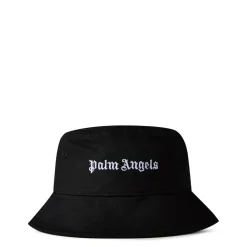 Palm Angels Logo Lettering Bucket Hat in Black