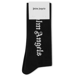 Palm Angels Logo Lettering Crew Socks in Black