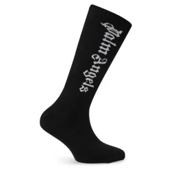 Palm Angels Logo Lettering Crew Socks in Black