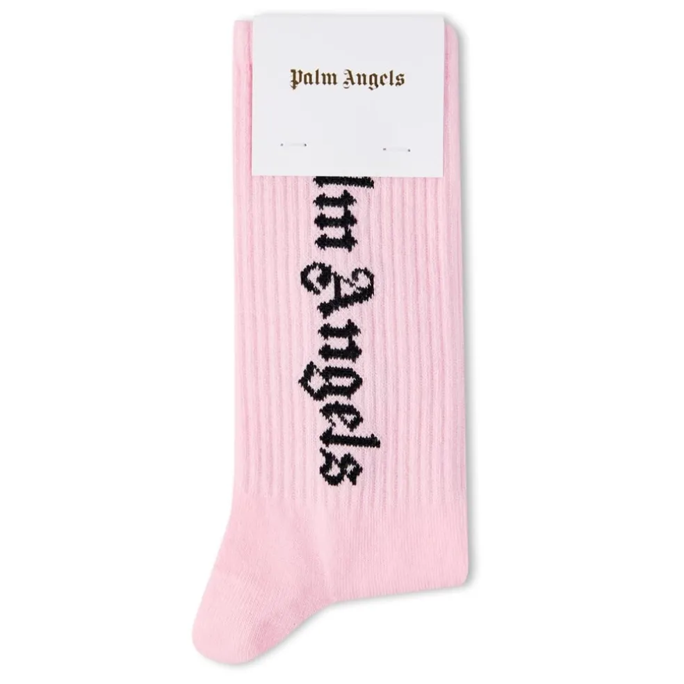 Palm Angels Logo Lettering Crew Socks in Pink