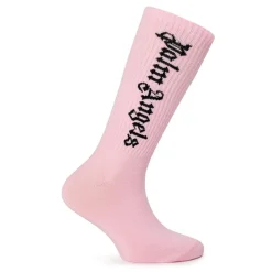 Palm Angels Logo Lettering Crew Socks in Pink