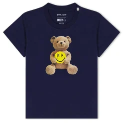 Palm Angels Palm Smiley Bear Crew Neck T-Shirt in Blue