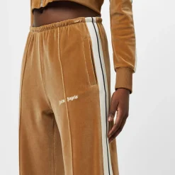 Palm Angels Velvet Track Sweatpants in Beige