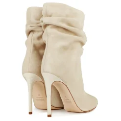Paris Texas Slouchy Ankle Stiletto Heel Boots in Beige