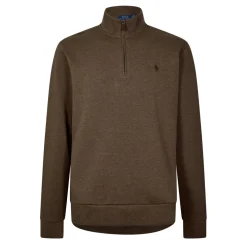 Polo Ralph Lauren Double Knit Mesh Quarter-Zip Jumper in Brown
