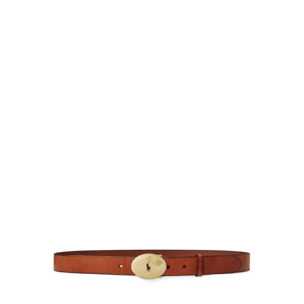 Polo Ralph Lauren Id Oval Buckle Vachetta Belt in Brown