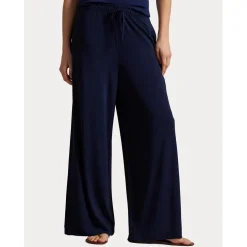 Polo Ralph Lauren Stretch Jersey Wide Leg Trousers in Blue