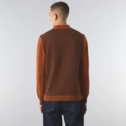Pretty Green Knit Long Sleeve Sweater in Orange
