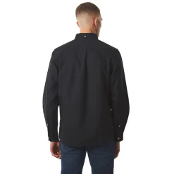 Pretty Green Oxford Long Sleeve Regular Fit Shirt in Black