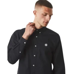 Pretty Green Oxford Long Sleeve Regular Fit Shirt in Black