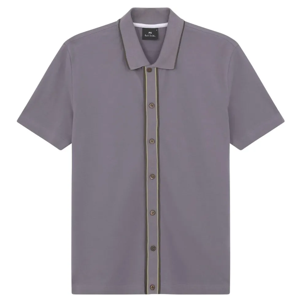 PS Paul Smith Placket Regular Fit Short Sleeve Shirt in Grey