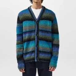 PS Paul Smith Stripe Merino Wool Blend Cardigan in Green