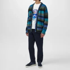 PS Paul Smith Stripe Merino Wool Blend Cardigan in Green