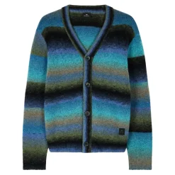 PS Paul Smith Stripe Merino Wool Blend Cardigan in Green