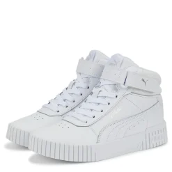 Puma Carina Mid Junior Girls High Top Trainers in White
