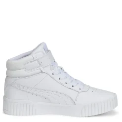 Puma Carina Mid Junior Girls High Top Trainers in White