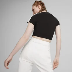 Puma Cropped Crew Neck Regular Fit T-Shirt in Black