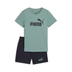 Puma Juniors Essential Logo T-Shirt & Shorts Set in Green