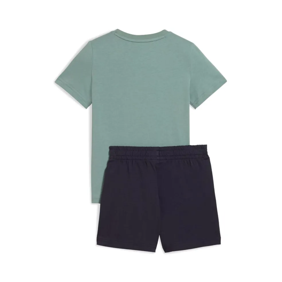 Puma Juniors Essential Logo T-Shirt & Shorts Set in Green