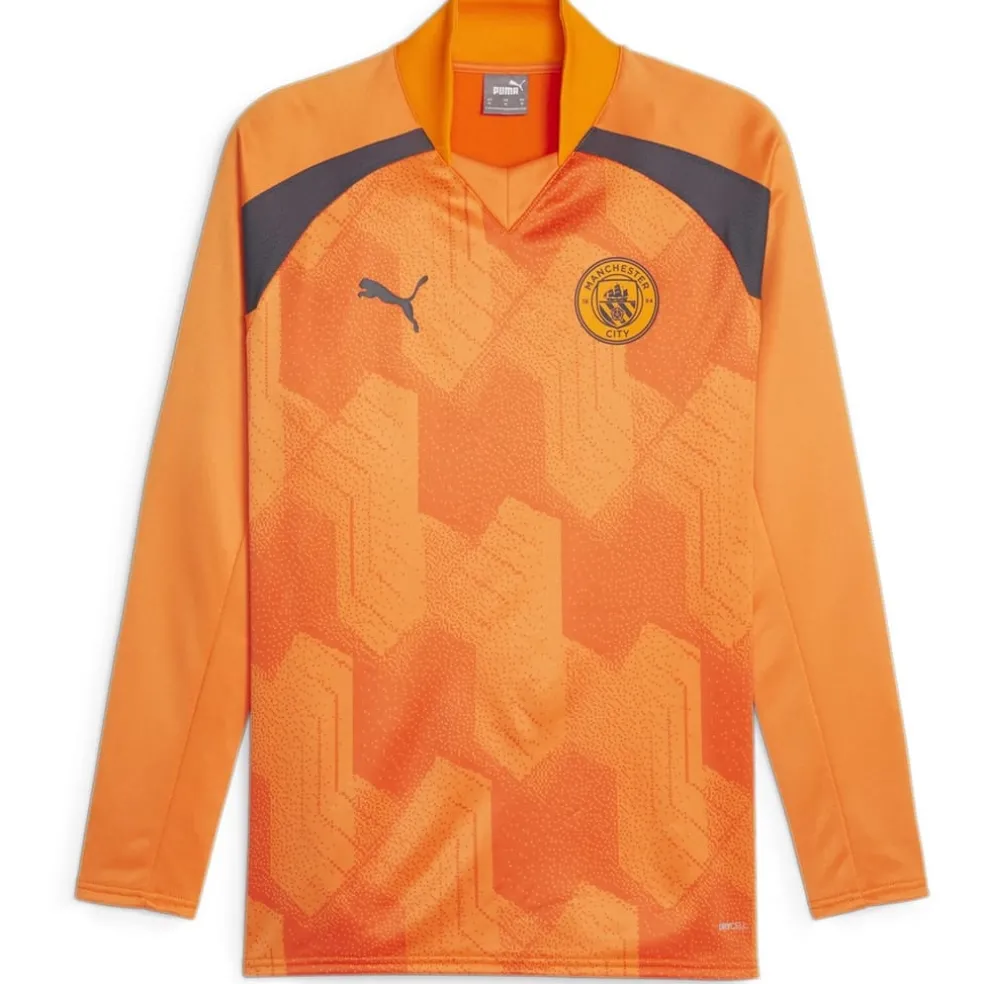 Puma Manchester City Pre Match Sweat T-Shirt 2023 2024 Adults in Orange