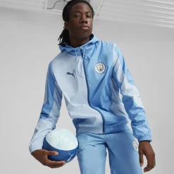 Puma Manchester City Pre Match Woven Jacket Adults in Blue