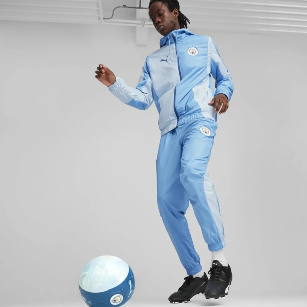 Puma Manchester City Pre Match Woven Jacket Adults in Blue
