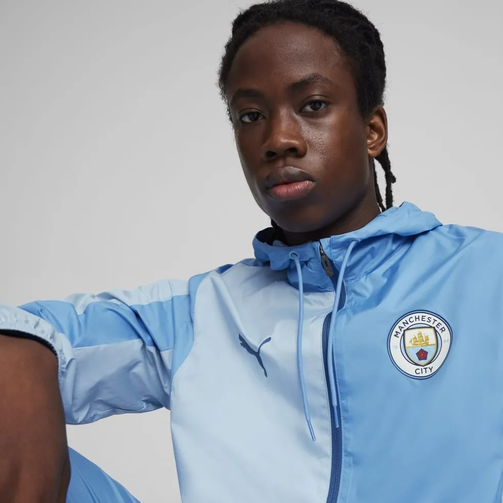 Puma Manchester City Pre Match Woven Jacket Adults in Blue