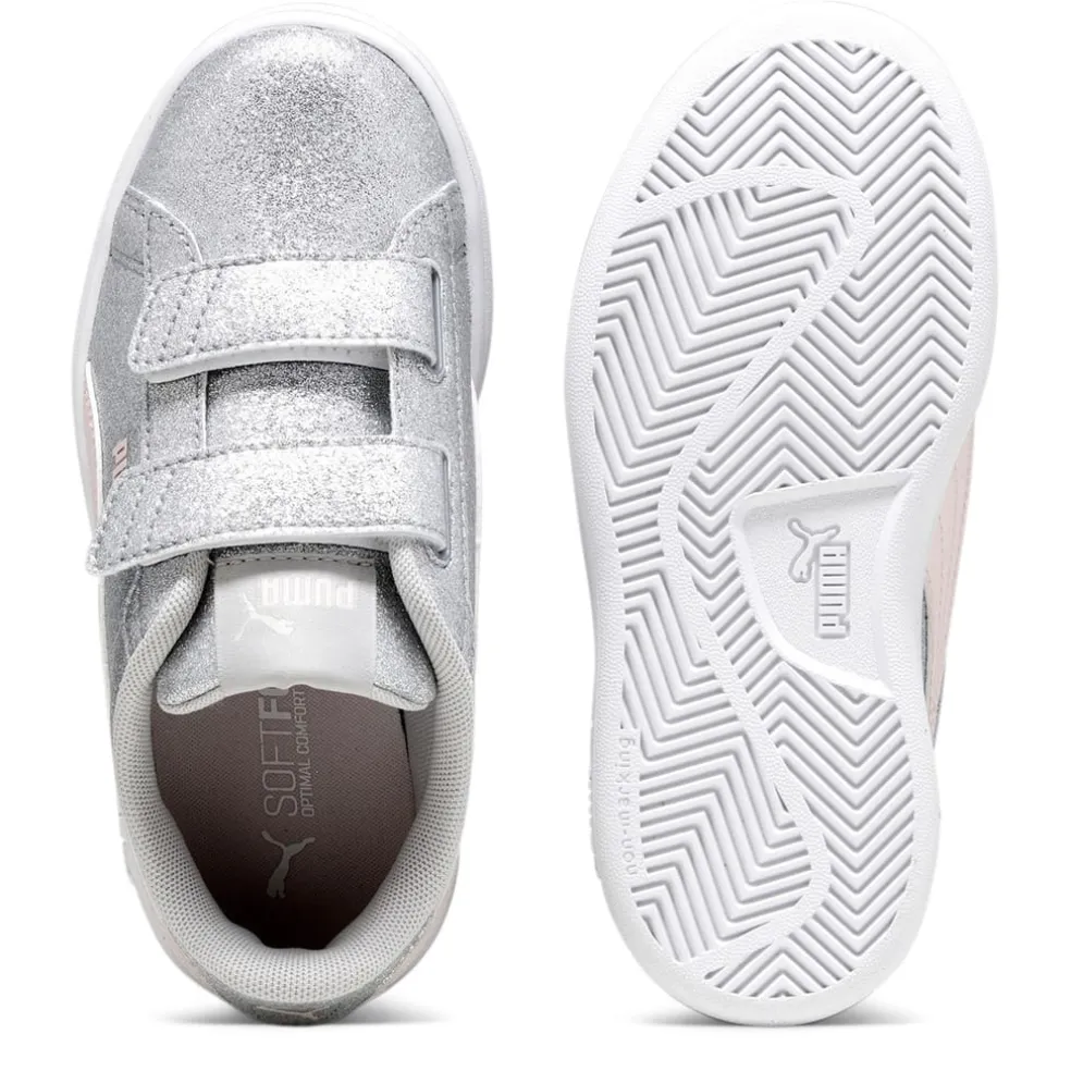 Puma Smash 3.0 Glitz Glam V Child Girl Trainers in Grey