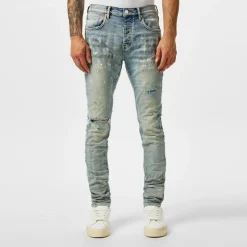 Purple Brand Mid Rise Slim Leg Jeans in Blue