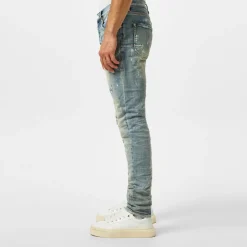 Purple Brand Mid Rise Slim Leg Jeans in Blue