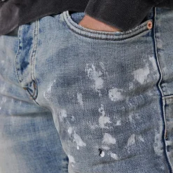 Purple Brand Mid Rise Slim Leg Jeans in Blue