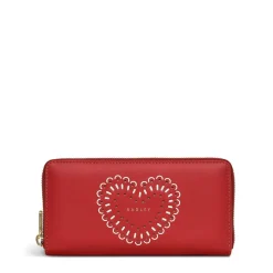 Radley Heart Cut Out Long Leather Purse in Red