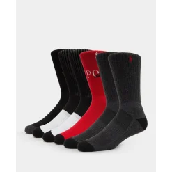 Ralph Lauren Mens Polo Sock 6 Pack in Black Red
