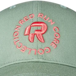 Red Run Logo Print Dad Cap in Green