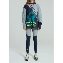 Red Run Long Line Hoodie in Blue