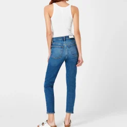 Redone 90s High Rise Ankle Crop Jeans in Blue