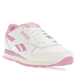 Reebok Juniors Classic Leather Shoes in White pink
