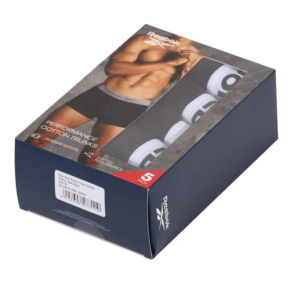 Reebok Kawan 5 Pack Trunks in Black