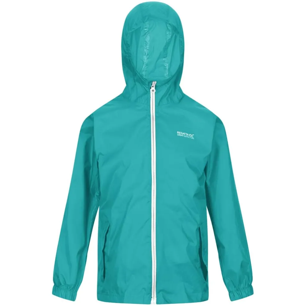 Regatta Juniors Pack It Waterproof Jacket in Turquoise