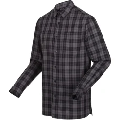 Regatta Lance Organic Cotton Long Sleeve Shirt in Black Grey