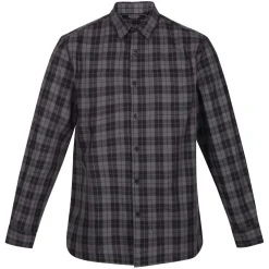 Regatta Lance Organic Cotton Long Sleeve Shirt in Black Grey