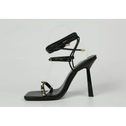 Retro Leg Tie Sandal in Black