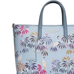 Sara Miller London Medium Floral Patterned Tote with Detachable Strap in Blue